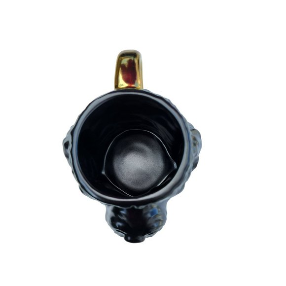 New Set Of Two Black and Gold 3D Dog Face Shaped Stoneware Coffee Mug 14 oz - Picture 14 of 16